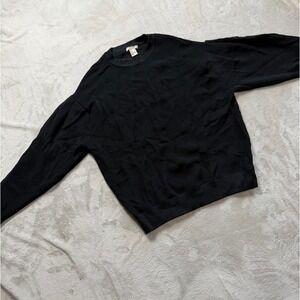 H&M Black Ribbed Crew Neck Long Sleeve Sweater Size 8